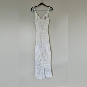 Akira Chicago White Crochet Knit Midi Dress M
